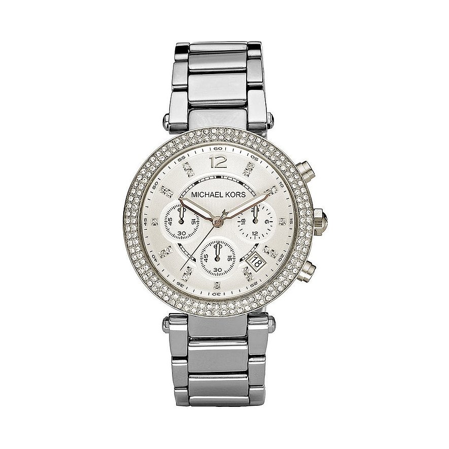 2. Chance - Michael Kors Chronograph MK5353, Zirkonia, Damen, Edelstahl, Armband: Edelstahl, Quarz, analog