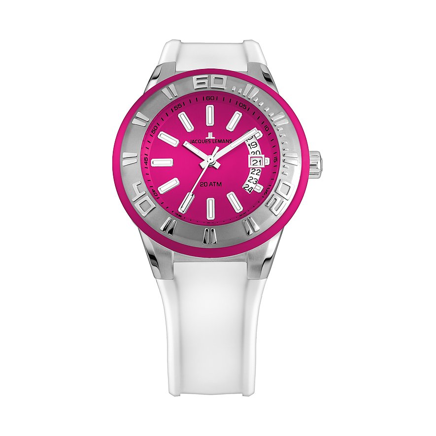 2. Chance - Jacques Lemans Herrenuhr, Herren, Edelstahl, Armband: Silikon, Quarz, analog