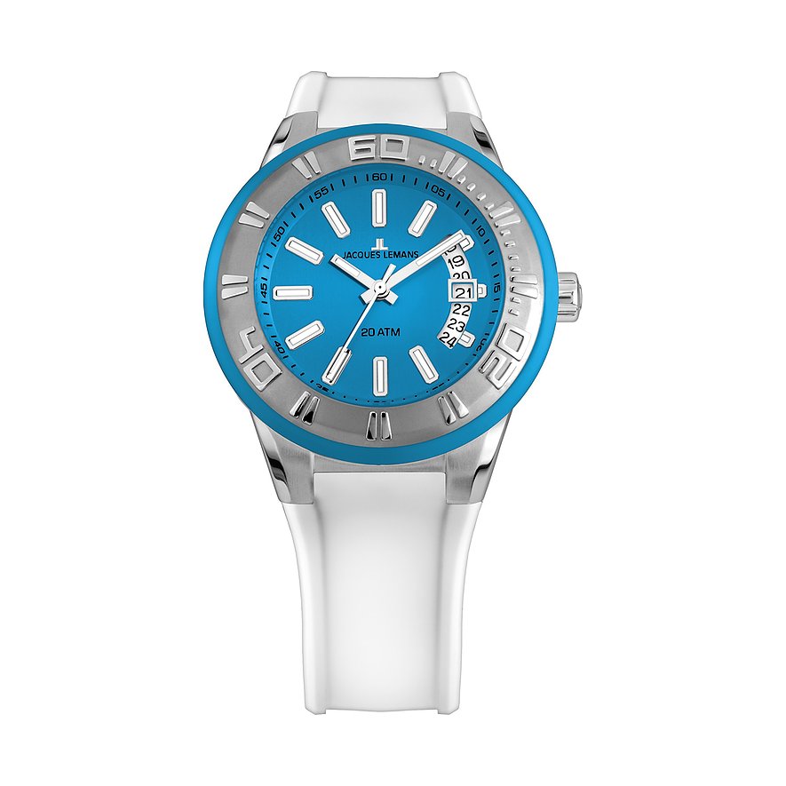 2. Chance - Jacques Lemans Herrenuhr, Herren, Edelstahl, Armband: Silikon, Quarz, analog