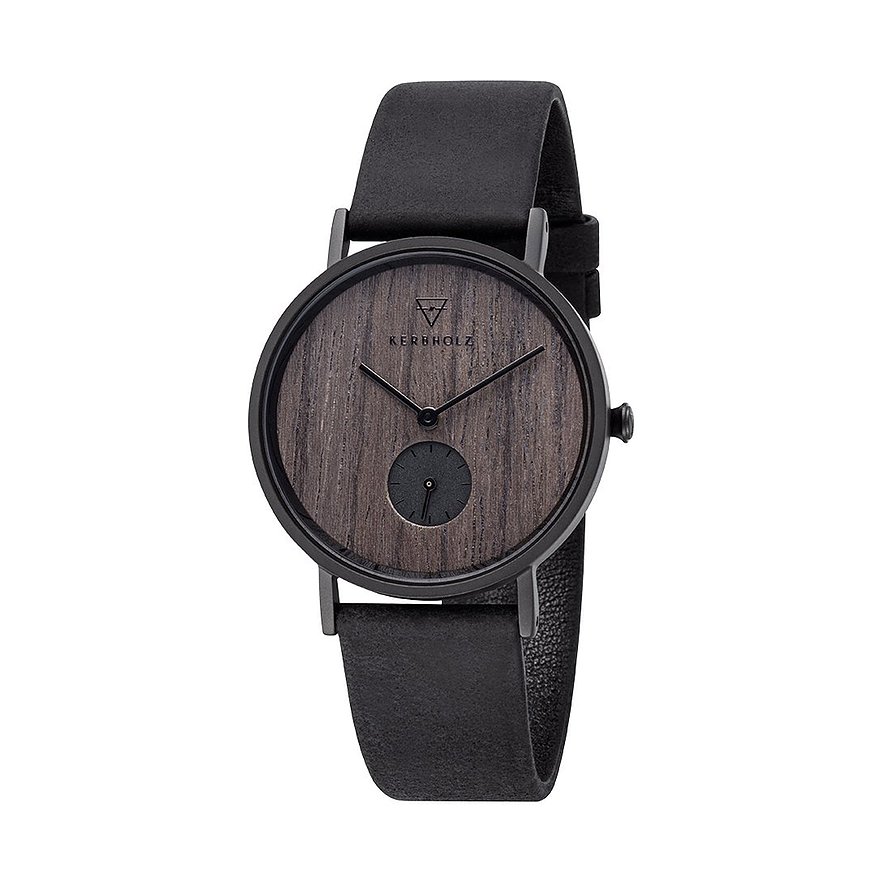 2. Chance - Kerbholz Damenuhr Walnuss (dunkel) WATMFRI9436, Damen, Edelstahl, Holz, Armband: Leder, Quarz, analog