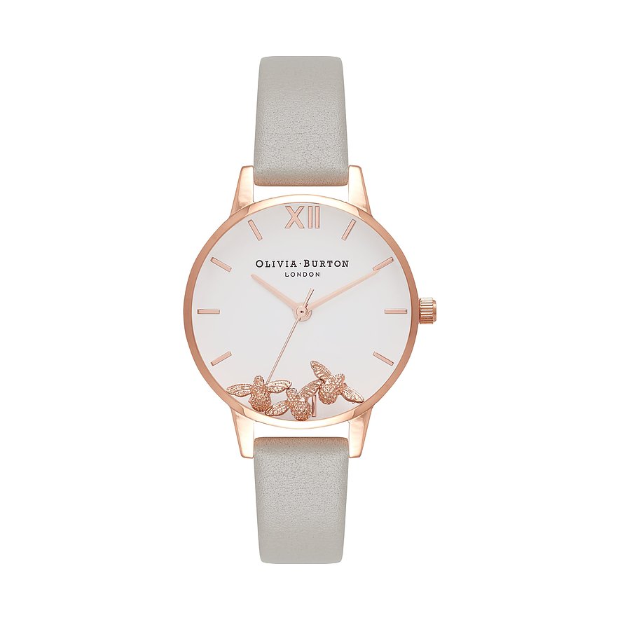 2. Chance - Olivia Burton Damenuhr, Damen, Edelstahl, Armband: Leder, Quarz, analog