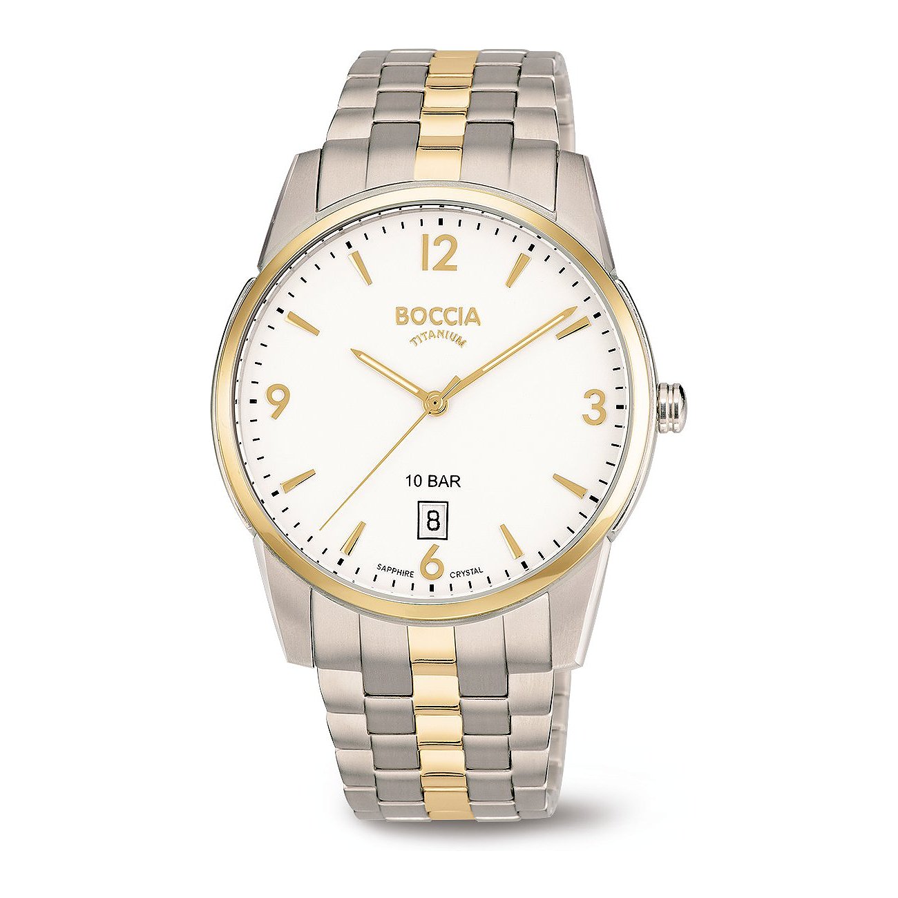 Boccia Herrenuhr mit Titan-Gehäuse, bicolor, analog mit Datum.