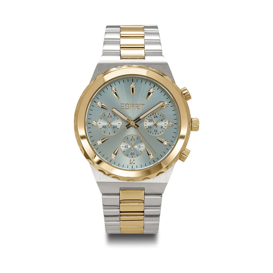 2. Chance - ESPRIT Chronograph, Zirkonia, synthetisch, Damen, Edelstahl, Armband: Edelstahl, Quarz, analog