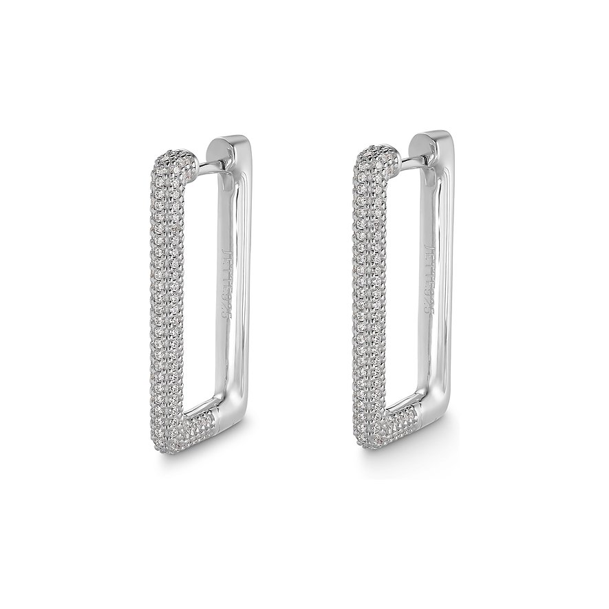 JETTE Ohrringe aus 925er Silber mit Zirkonia besetzt, rechteckig.
