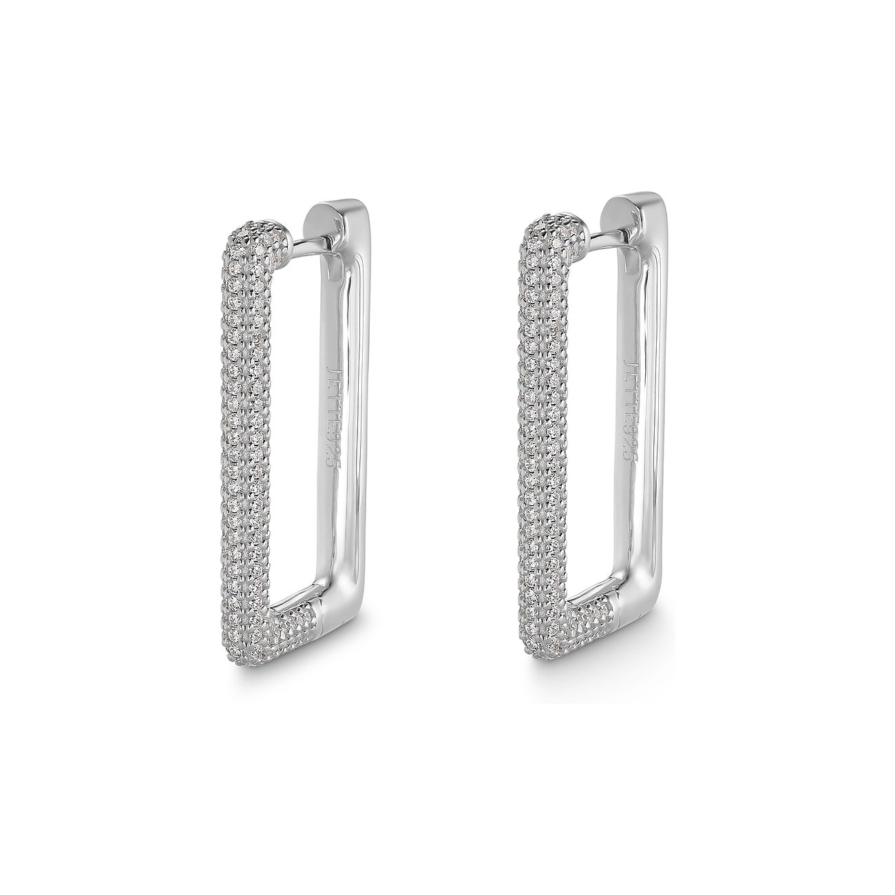 JETTE Ohrringe aus 925er Silber mit Zirkonia besetzt, rechteckig.