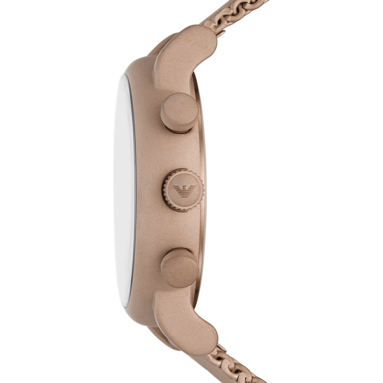 Emporio Armani Herrenuhr mit Edelstahlgehäuse und Kettengliedern.