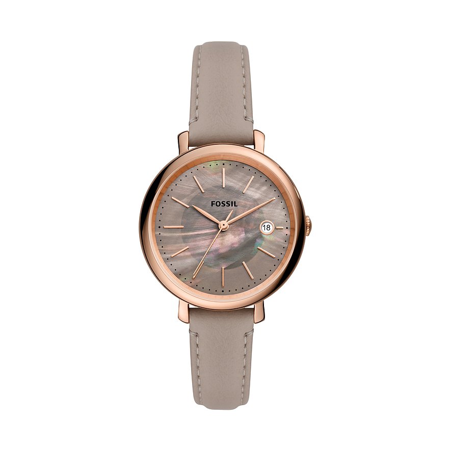 2. Chance - Fossil Damenuhr ES5091, Damen, Edelstahl, Armband: Leder, Solar, analog