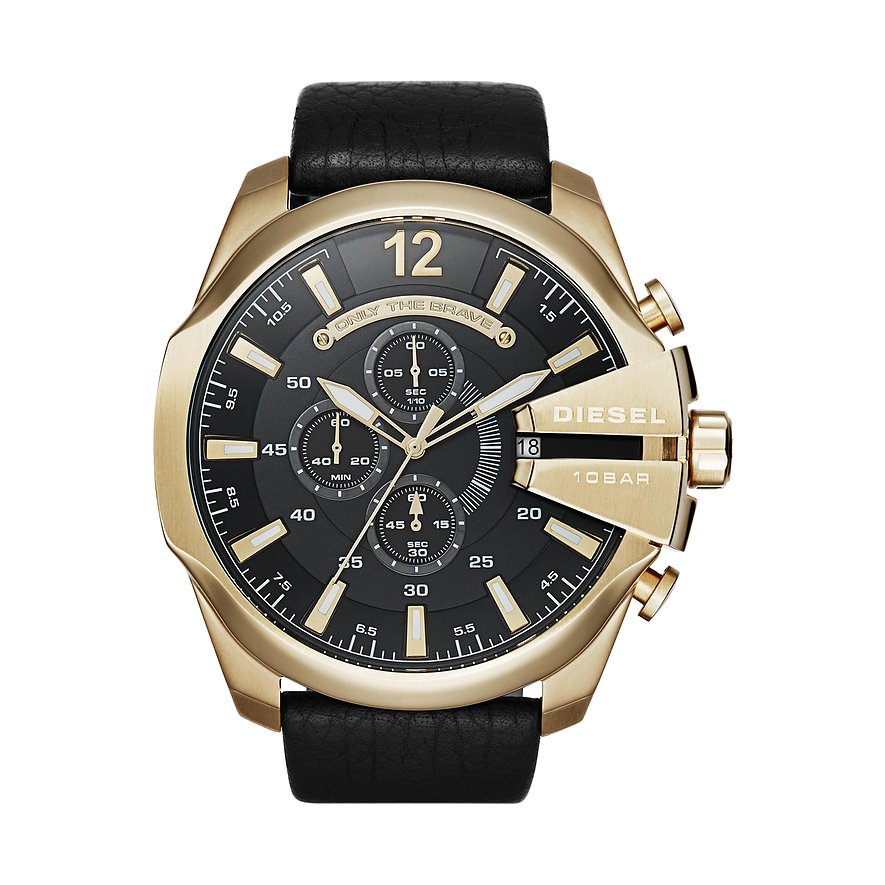 2. Chance - Diesel Chronograph, Herren, Metall, Armband: Leder, Quarz, analog