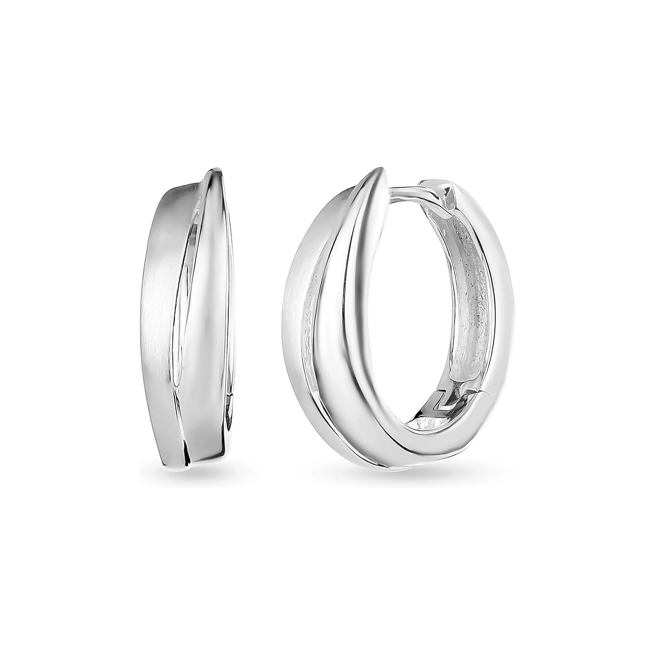 FAVS Ohrringe aus 925er Silber, poliert, mit gebogenem Design.