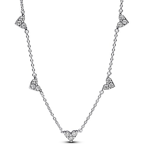 Pandora Halskette aus 925er Silber mit Zirkonia-Steinen in Herzform.