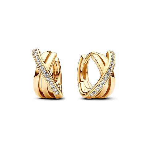 Pandora Creolen aus gelbgoldfarbenem Metall mit Zirkonia.