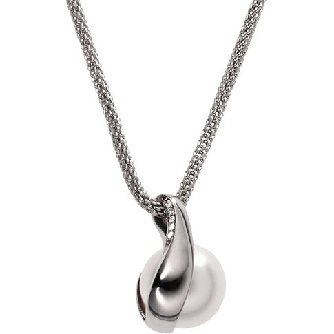 Skagen Halsschmuck aus Edelstahl mit Perle und Zirkonia.