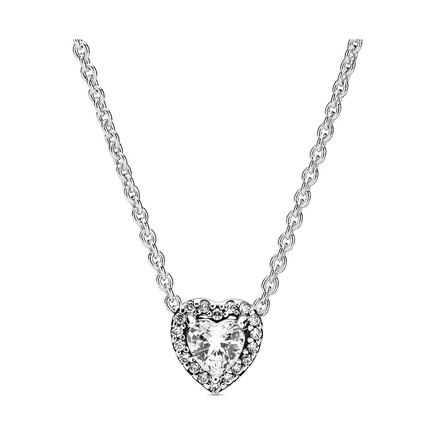 Pandora Halskette aus 925er Silber mit Zirkonia-Herzanhänger.