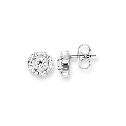 Thomas Sabo Ohrstecker aus 925er Silber mit Zirkonia, rundes Design.