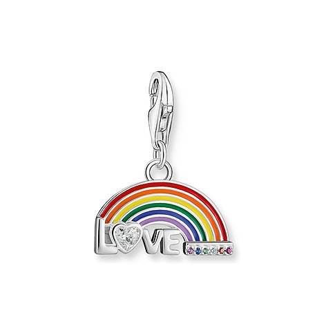 Thomas Sabo Anhängeschmuck aus 925er Silber mit farbigen Steinen und Regenbogen.
