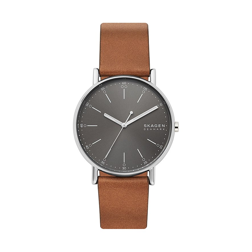 2. Chance - Skagen Herrenuhr, Herren, Edelstahl, Armband: Leder, Quarz, analog