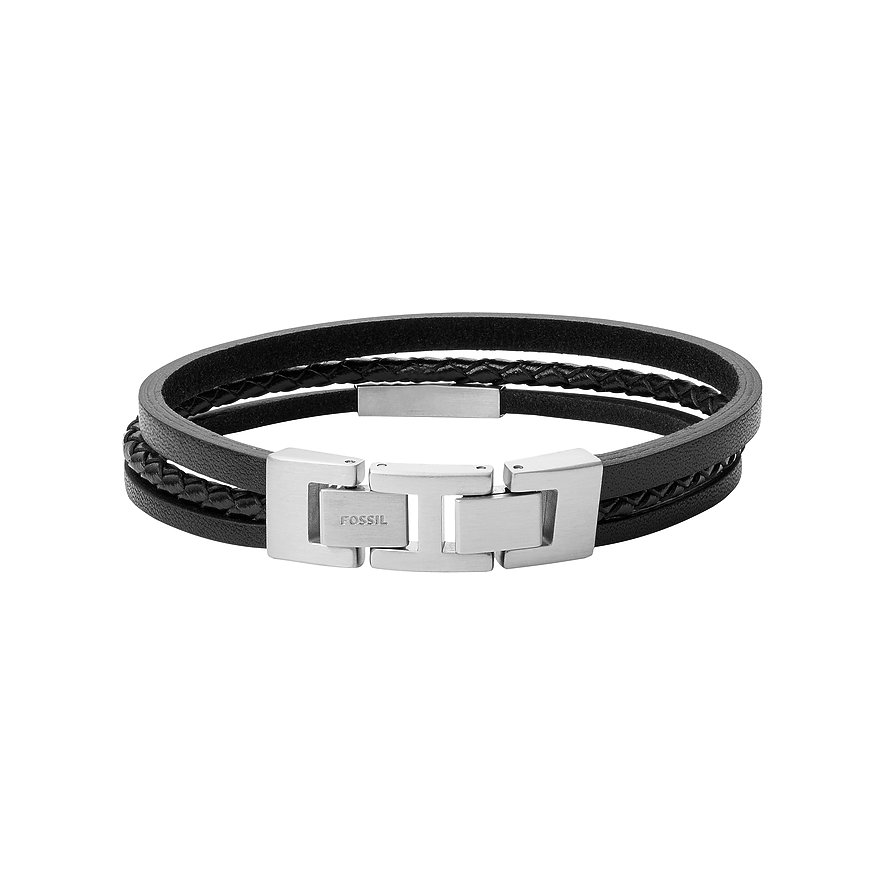 Fossil Armband aus Leder mit geflochtenem Design und Dornschließe.