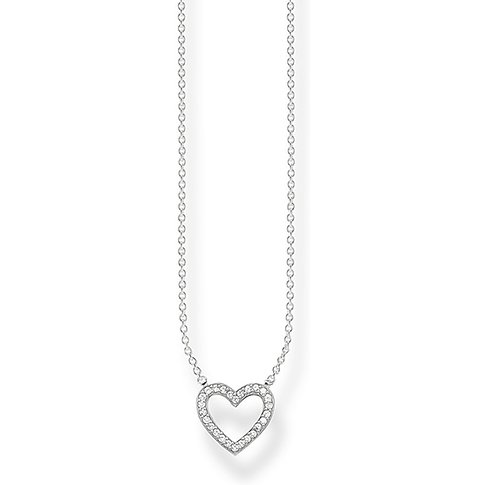 Thomas Sabo Kette aus 925er Silber mit Herz-Anhänger, besetzt mit Zirkonia.