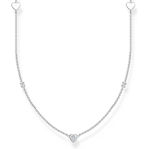 Thomas Sabo Halsschmuck aus 925er Silber mit Zirkonia und Herzanhänger.