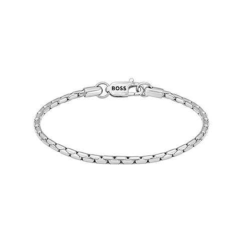 Boss Armband aus Edelstahl mit markantem Gliederschmuck und Logodetail.