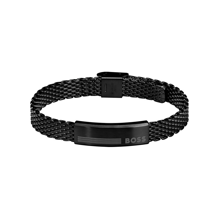 Boss Armband, Herren, Edelstahl, schwarz