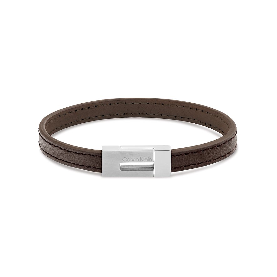 Calvin Klein Armband, Herren, Leder, Edelstahl, braun