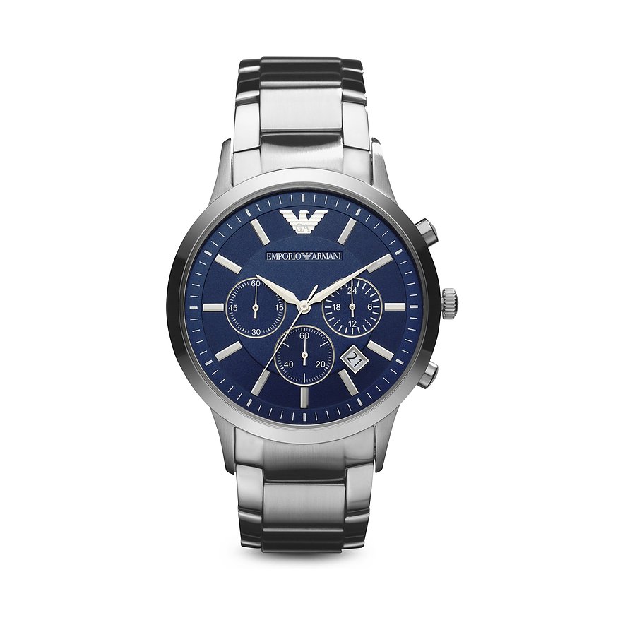 2. Chance - Emporio Armani Chronograph, Herren, Edelstahl, Armband: Edelstahl, Quarz, analog