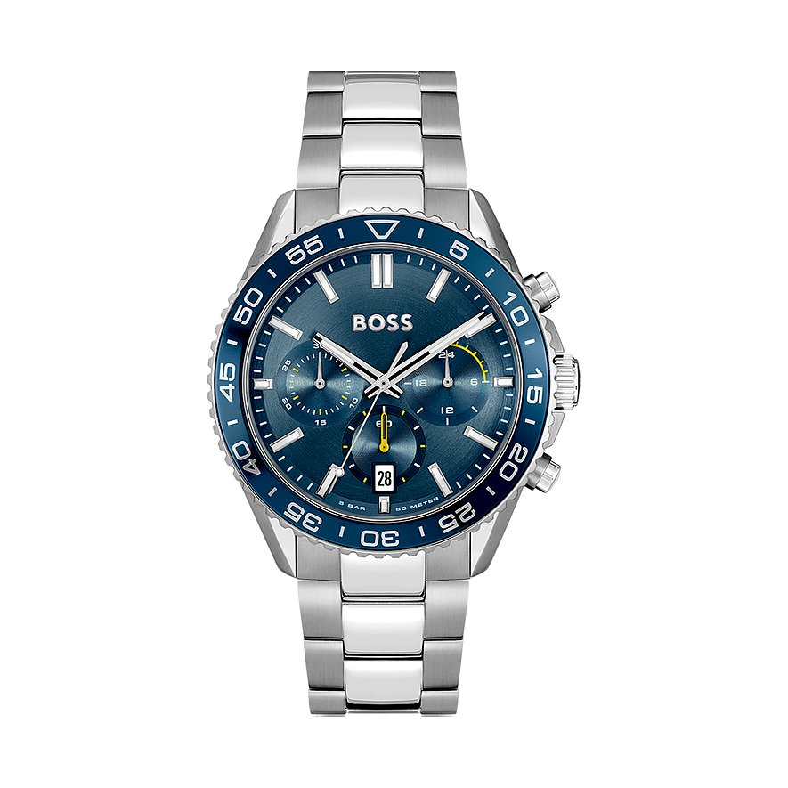 Boss Herrenuhr Runner 1514143, Herren, Edelstahl, Armband: Edelstahl, Quarz, analog