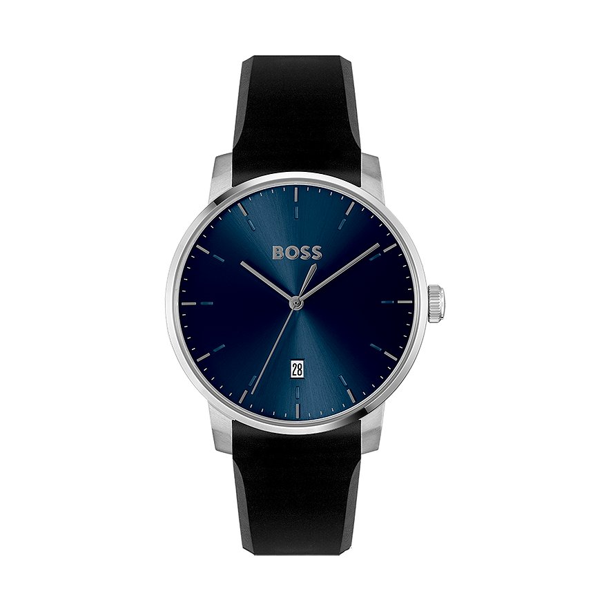 Boss Herrenuhr Dean 1514131, Herren, Edelstahl, Armband: Silikon, Quarz, analog
