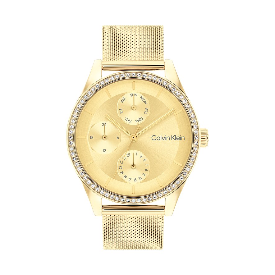 Calvin Klein Damenuhr Spark 25100011, Glasstein, Damen, Edelstahl, Armband: Edelstahl, Quarz, analog