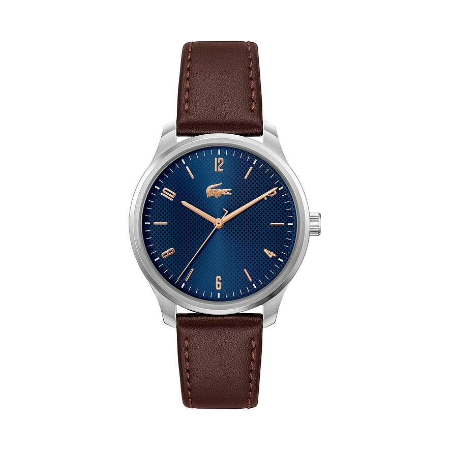 Lacoste Herrenuhr Lisbon 2011322, Herren, Edelstahl, Armband: Leder, Quarz, analog