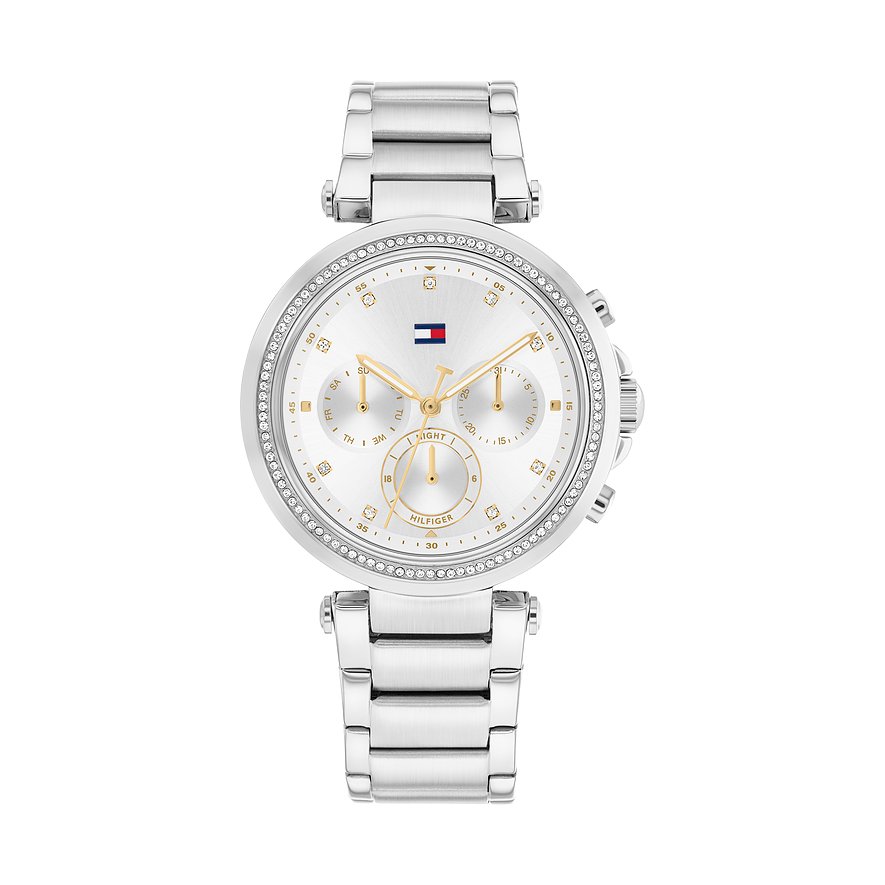 Tommy Hilfiger Damenuhr Classic 1782701, Glasstein, Damen, Edelstahl, Armband: Edelstahl, Quarz, analog