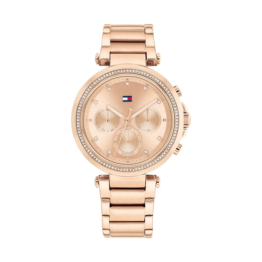 Tommy Hilfiger Damenuhr Classic 1782705, Glasstein, Damen, Edelstahl, Armband: Edelstahl, Quarz, analog