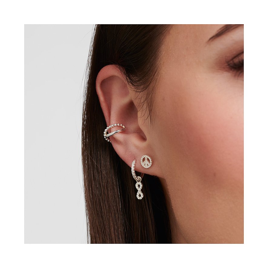 Thomas Sabo Ohrringe aus 925er Silber mit Zirkonia und Peace-Zeichen.