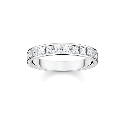Thomas Sabo Ring aus 925er Silber mit Zirkonia im Baguetteschliff.