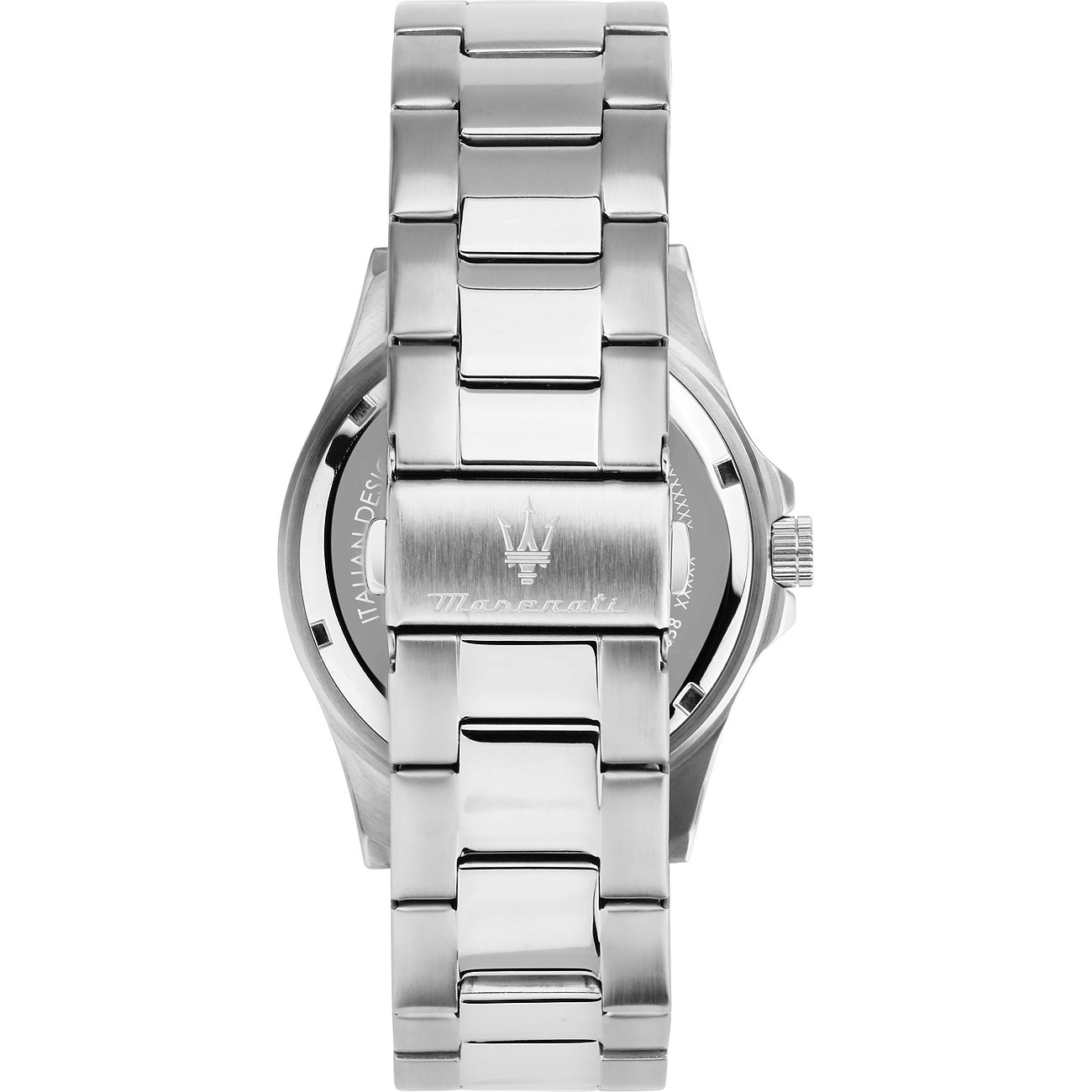 Maserati Herrenuhr mit Edelstahlgehäuse und Gliederarmband.