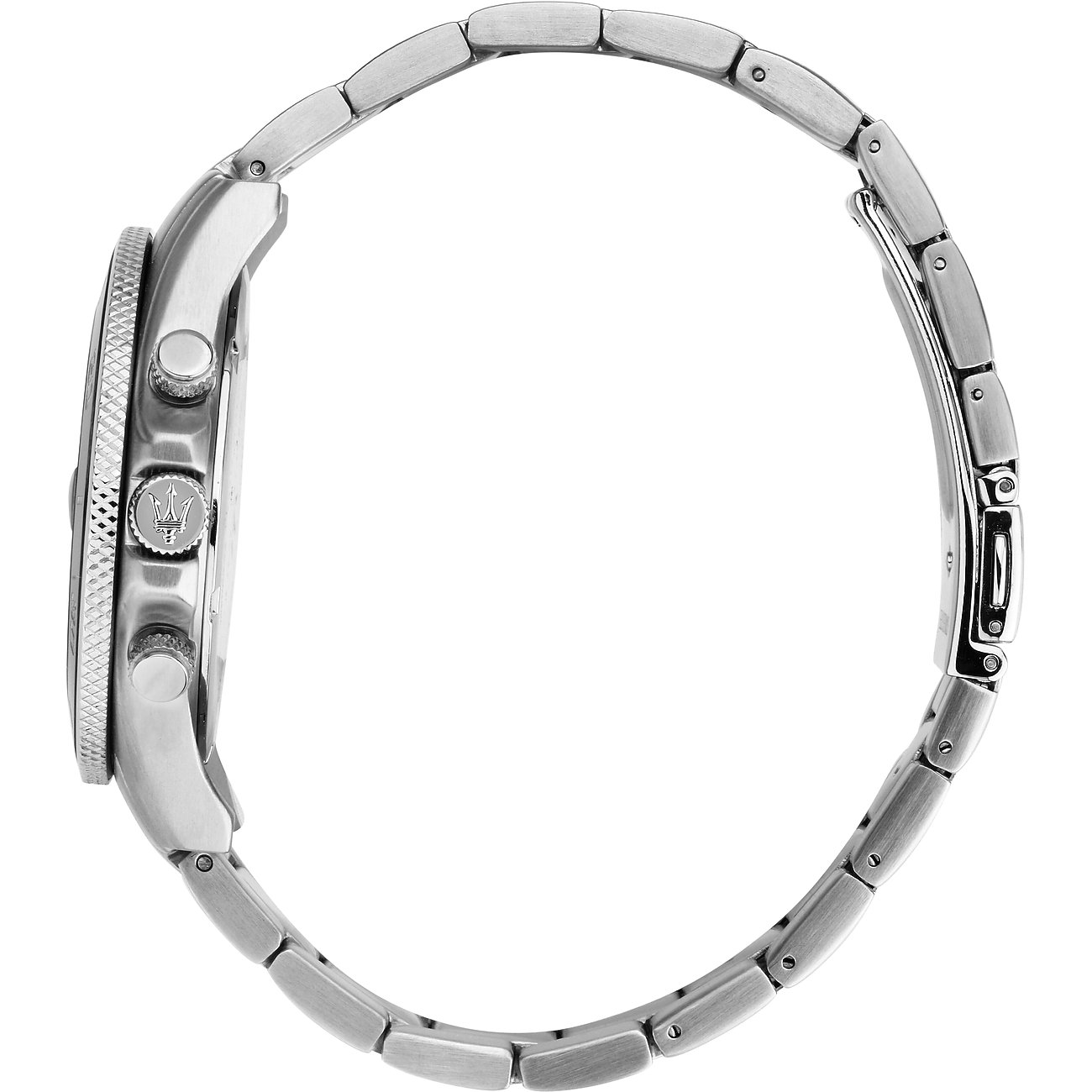 Maserati Herrenuhr mit Edelstahlgehäuse und Gliederarmband.