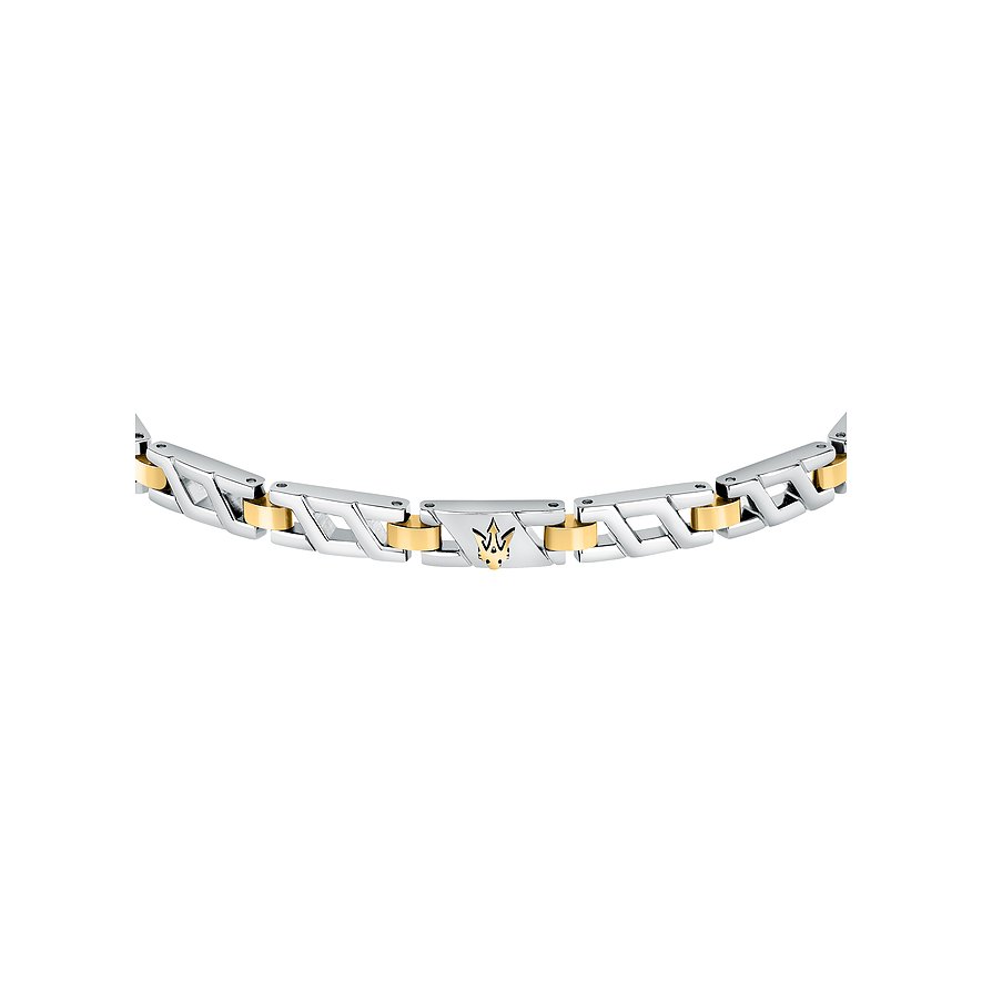 Bracelet Maserati en acier inoxydable, bicolore, avec symbole Trident.