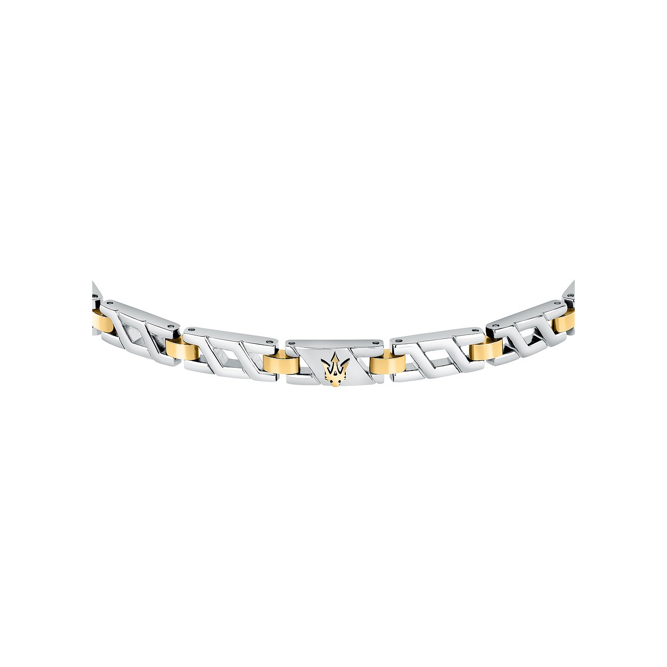 Bracelet Maserati en acier inoxydable, bicolore, avec symbole Trident.