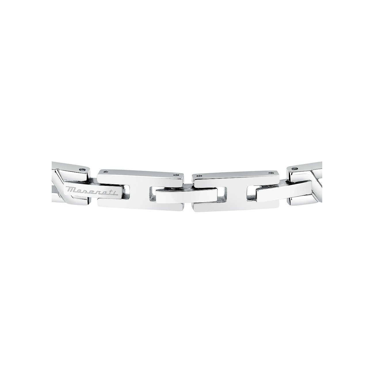 Bracelet Maserati en acier inoxydable, bracelet à maillons avec une finition polie.