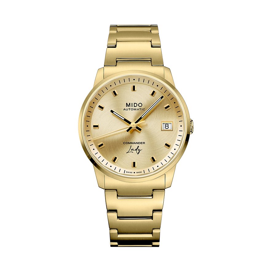 Mido Damenuhr Commander Lady M0212073302100, Damen, Edelstahl, Armband: Edelstahl, PVD beschichtet, Automatik, analog