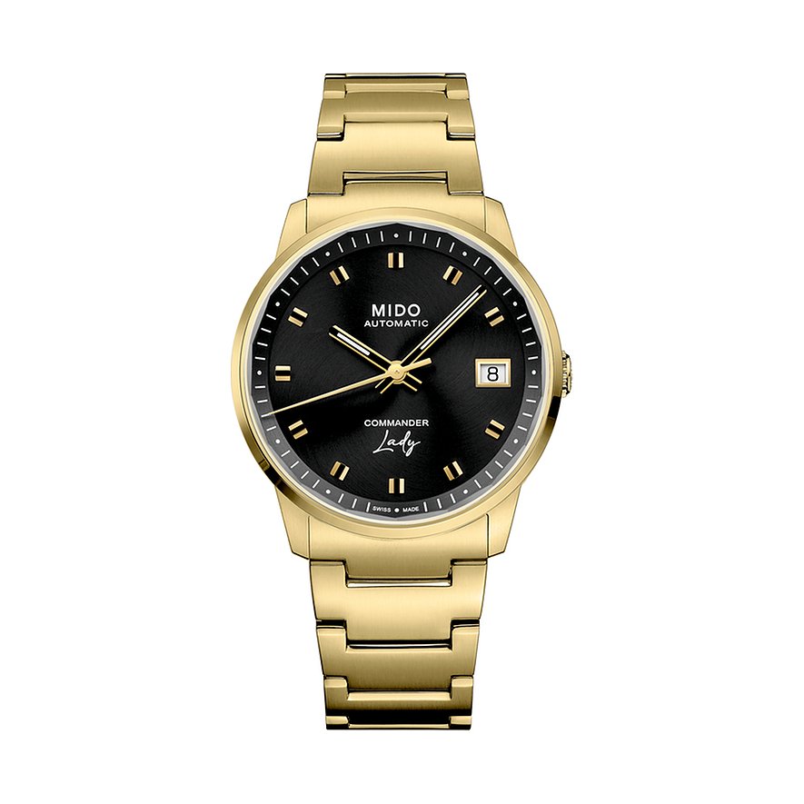 Mido Damenuhr Commander Lady M0212073305100, Damen, Edelstahl, Armband: Edelstahl, PVD beschichtet, Automatik, analog