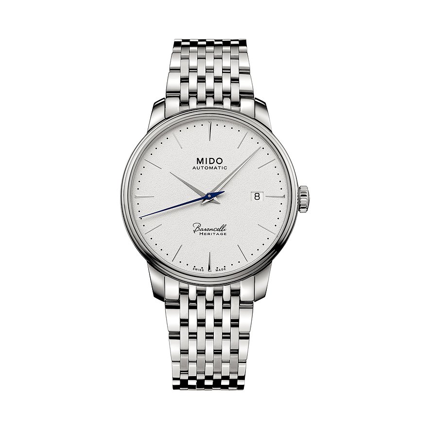 Mido Herrenuhr Baroncelli Heritage M0274071101100, Herren, Edelstahl, Armband: Edelstahl, Automatik, analog