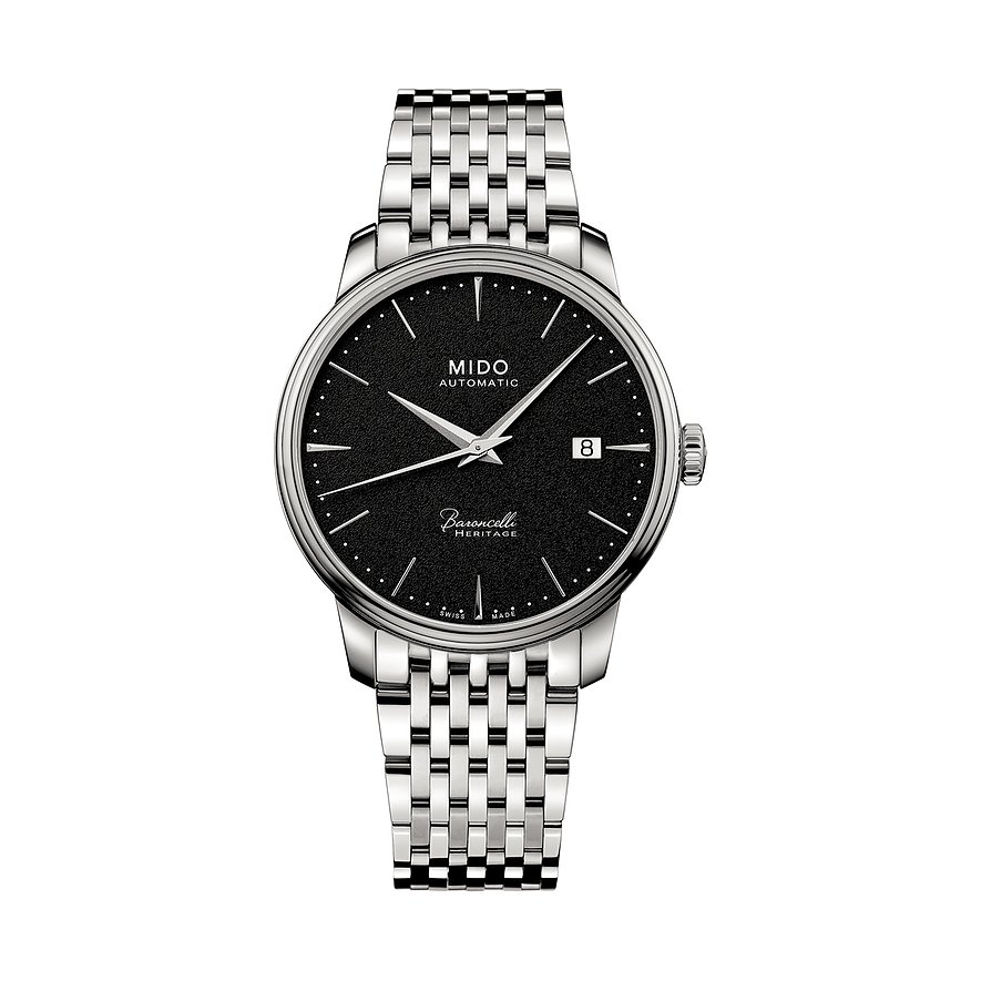 Mido Herrenuhr Baroncelli Heritage M0274071105100, Herren, Edelstahl, Armband: Edelstahl, Automatik, analog