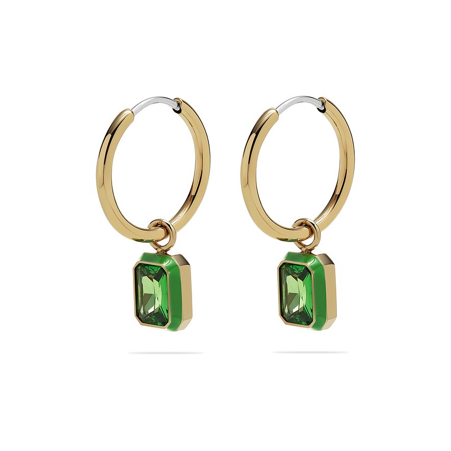 ESPRIT Creolen BOLD COLOR, Zirkon, synthetisch, Damen, Edelstahl, Farbstein, gelbgold