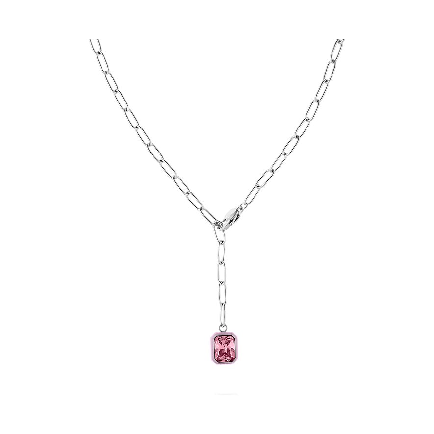 ESPRIT Kette BOLD COLOR, Zirkon, synthetisch, Damen, Edelstahl, Farbstein, silber
