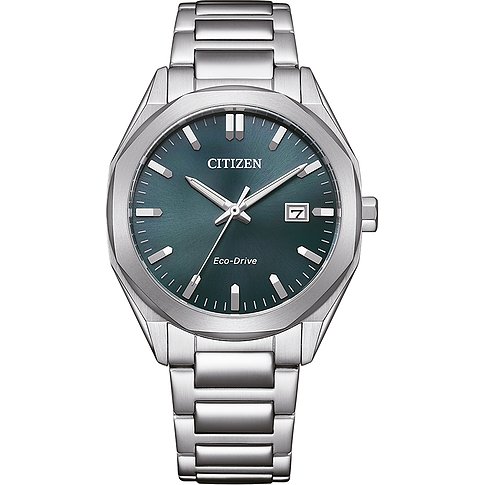 Citizen Herrenuhr mit Edelstahlgehäuse und grünem Zifferblatt.