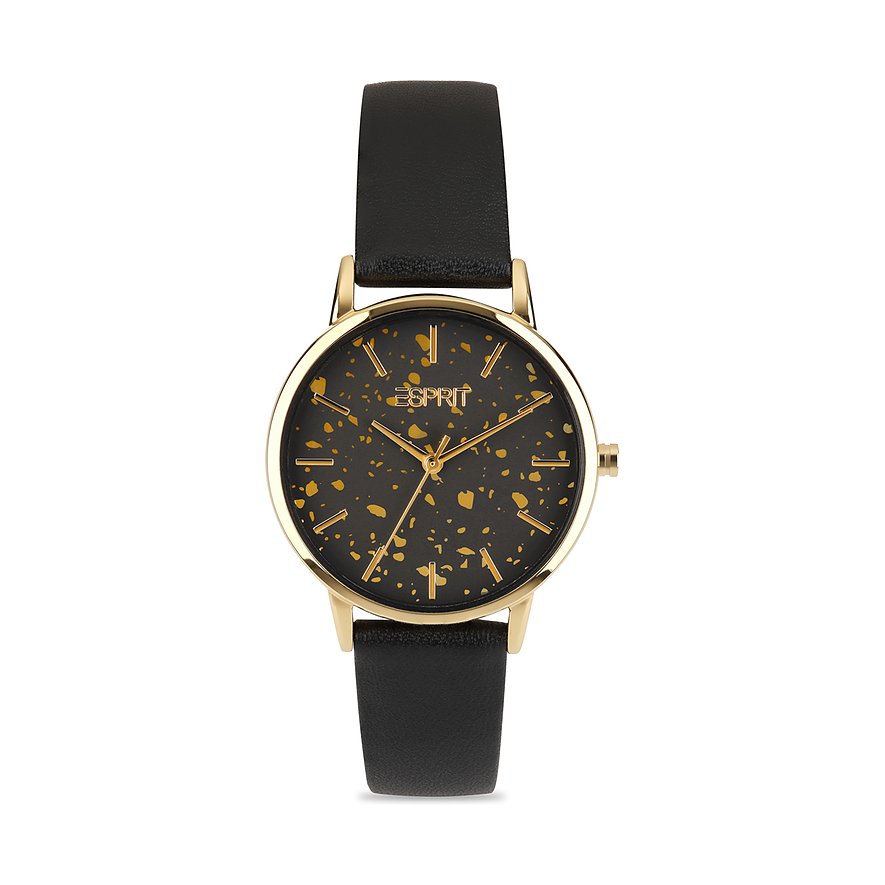 ESPRIT Damenuhr EVERYDAY TERAZZO, Damen, Edelstahl, Armband: Leder, Quarz, analog