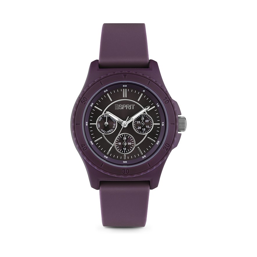 ESPRIT Damenuhr RECYCLED, Damen, Kunststoff, recycelt, Armband: Silikon, Quarz, analog