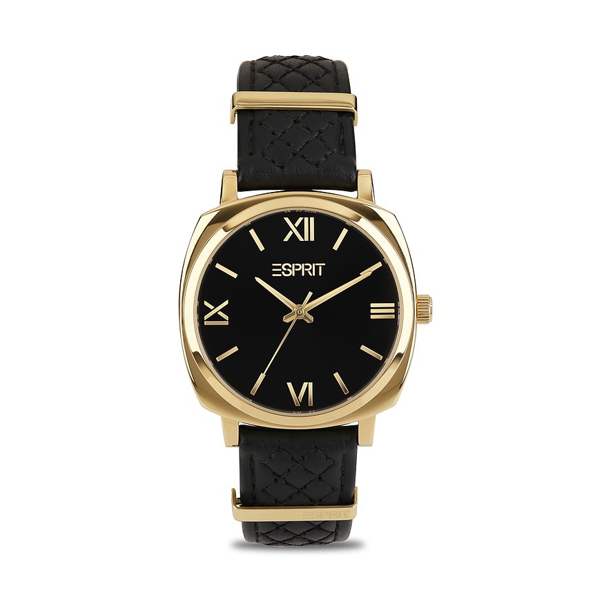 ESPRIT Damenuhr ELEGANCE, Damen, Edelstahl, Armband: Leder, Quarz, analog